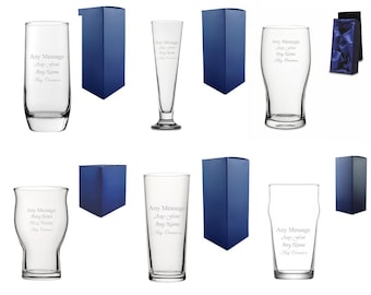 Vaso de cerveza personalizado con grabado y caja de regalo / Vasos de pinta personalizados, regalos de cumpleaños para él, regalo para padrinos de boda, vasos de cerveza