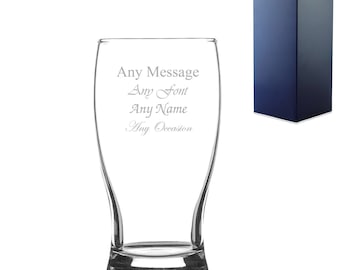 Personalised Engraved 580ml Classic Tulip Pint Beer Glass With Gift Box | Custom Beer Glasses, Birthday Gifts For Him, Best Man Groomsmen