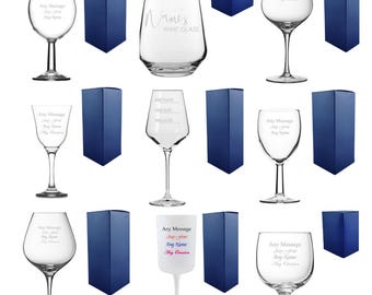 Copa de vino grabada personalizada con caja de regalo / Copas de vino personalizadas, regalos de cumpleaños para ella, regalo para mamá, regalos para damas de honor, copas de boda