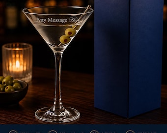 Personalised Engraved Enoteca Martini Glass With Gift Box | Custom Martini Glasses, Birthday Gifts For Her Women, Bridesmaid Gifts