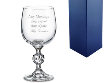 Personalised Engraved 190ml Claudia Crystalite Wine Glass With Gift Box | Custom Port Glasses, Birthday Gifts For Him & Her