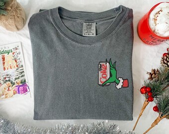 Embroidered Grinch Diet Coke Shirt, Christmas Grinch Shirt, Diet Coke Lover