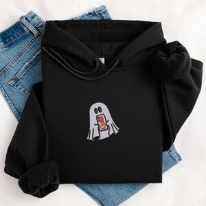 Embroidered Ghost With Diet Coke Hoodie, Cute Ghost Hoodie, Diet Coke Lover Hoodie