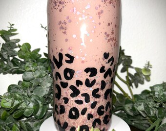 Leopard Print Glitter Tumbler