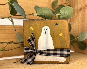 Primitive Autumn Fall Halloween Ghost Shelf Sitter