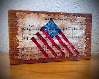 Vintage Patriotic Americana Sheet Music Shelf Sitter