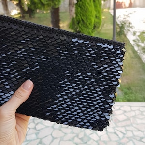 Double Side Beaded Black Clutch Purse