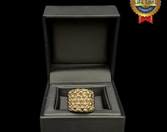 GF 5 Row Keeper ring stainless steel gold plated 9ct Kids Boys Mens Waterproof