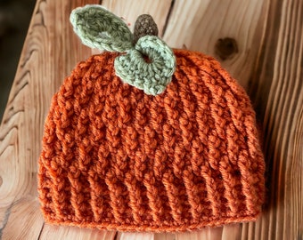 Crochet Pumpkin Hat, Newborn Photo Prop
