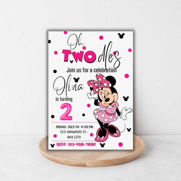 Oh Twodles Invitation, Minnie Mouse Birthday Invitation, Birthday Boy Birthday Invitation Minnie, Minnie Twodles Invite, Minnie Invite.