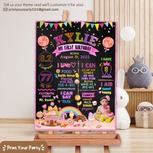 Tableaux jalons tous les thèmes / Tableau personnalisé bébé jalon Candyland Princess Shark (0 (0 melon pour garçons et filles