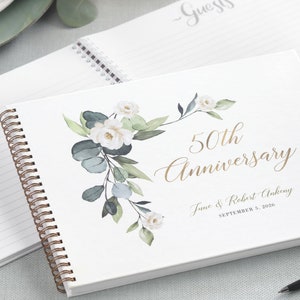 Personalized Guest Book 50th Wedding Anniversary 50th Anniversary Gift for Couple Golden Anniversary Couples Gift Hardcover Guestbook Decor