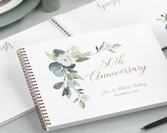 Personalized Guest Book 50th Wedding Anniversary 50th Anniversary Gift for Couple Golden Anniversary Couples Gift Hardcover Guestbook Decor