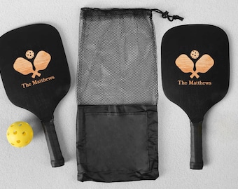 Pickleball Gift Set of 2 Custom Paddles and 1 Ball Gift for Friend Pickleball Lover Gift for Couple Sports Gift Personalized with Name