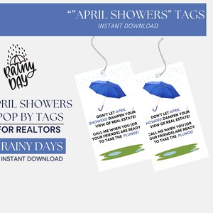 Etiqueta de regalo para agente inmobiliario "April Showers Real Estate" para añadir a tu regalo memorable. Este producto digital se descarga al instante en PDF y Microsoft.