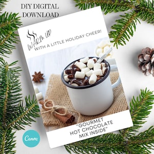 Real Estate Holiday Mailer – Modelo Digital Canva para Cartões Postais e Receita de Chocolate Quente. Nenhum produto é enviado com este pedido. Link do Canva!