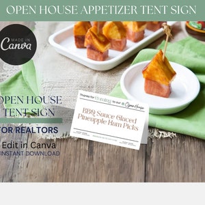 Open House Tent Card. Download immediato. Etichetta Open House per il tuo tavolo degli snack. Impressione duratura di sicuro! Snack, cartellini, etichette, agente immobiliare