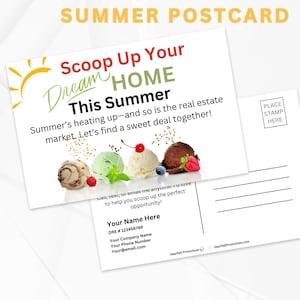 Scoop up the Summer – Realtor Neighborhood Postcard | Digital Download | Real Estate Marketing Mailer | Editable Canva Template