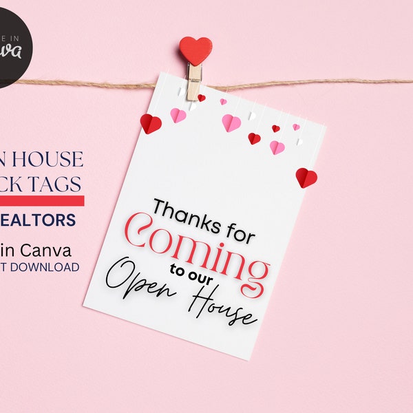 Happy Valentine's Day Real Estate Open House Tag.  Instant Download.  Popcorn Tag, Open House Tag for Snack!