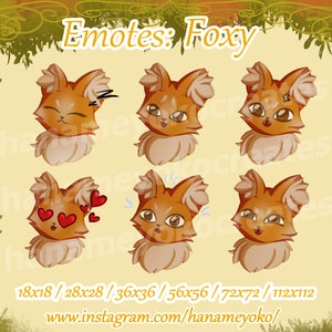 little kawaii cute foxy twitch discord emote for stream