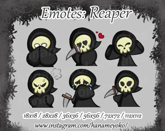 Lindo y pequeño conjunto de emoticones de la Parca para Twitch, Discord, ...