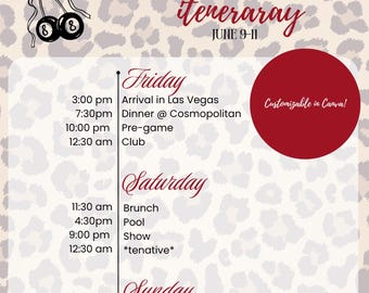 Bewerkbare sjabloon verjaardagweekend reisplan | Reisplanner voor meisjes (digitale download pdf)