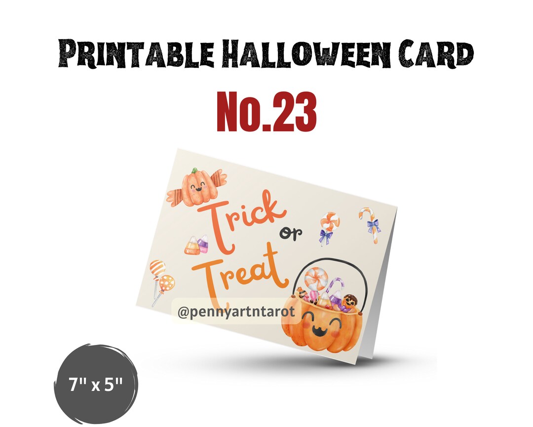 7x5 Printable Trick or Treat Halloween Card - Etsy