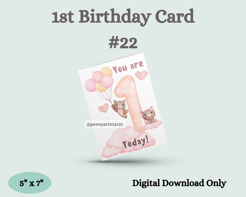 5x7 Happy First Birthday Card Printable Digital - Etsy