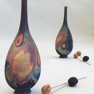 Raku Fired Iridescent Decorative Vase #86