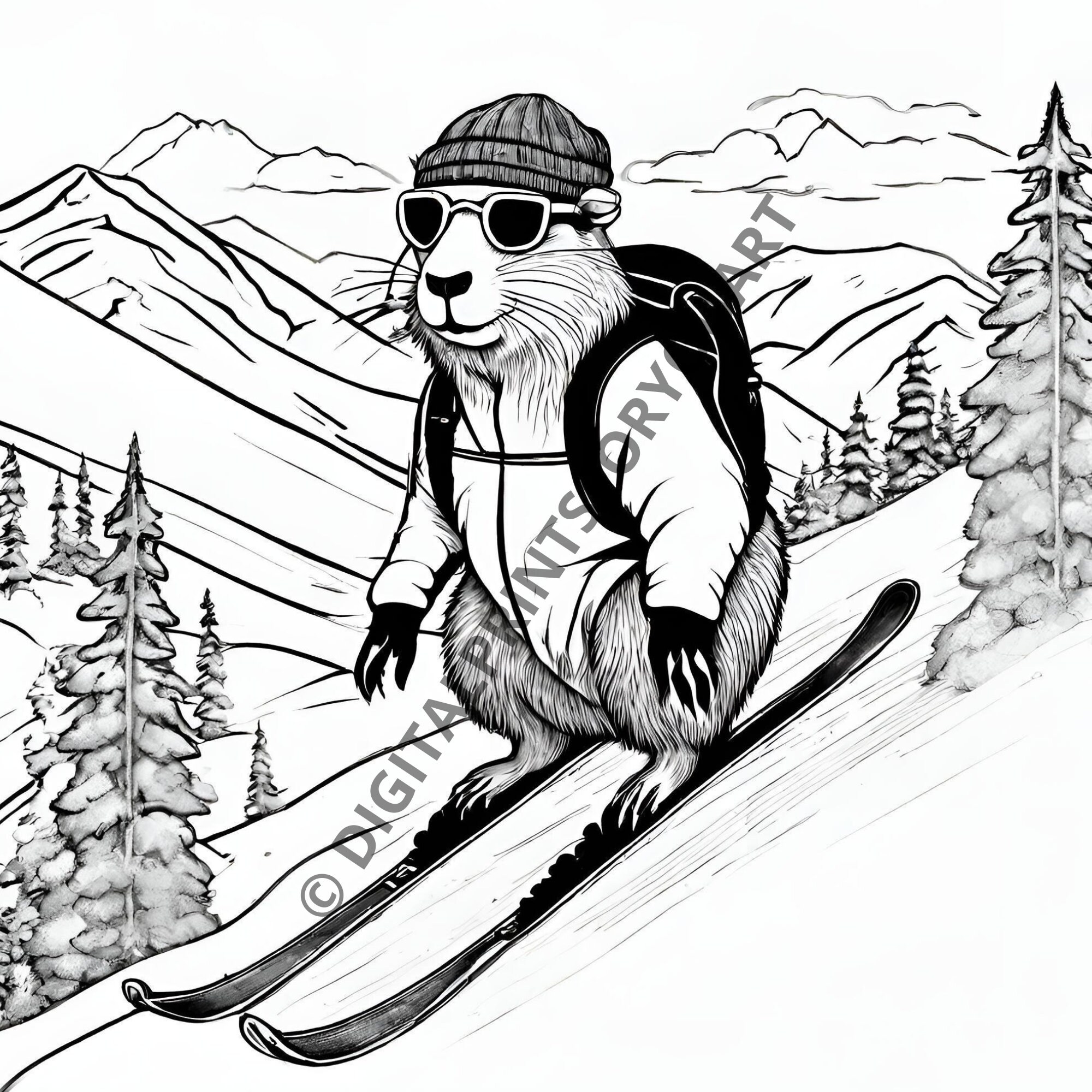 Capybara Coloring Book Grayscale Coloring 50 Coloring Pages Bundle