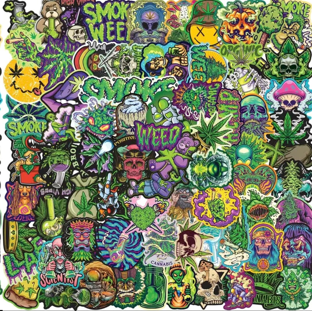 20 Count Stoner Sticker Grab Bag Cool Stickers for Water Etsy