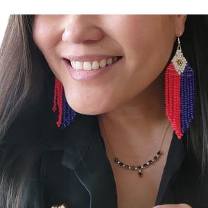 Filipiniana Philippines Jewelry Flag Beads Earrings Tear Drops Gifts for her Filipina