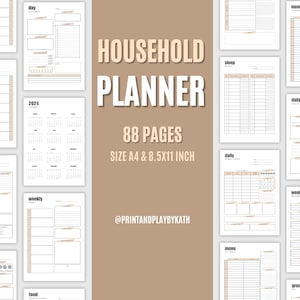 Druckbare Planer, Haushaltsplaner, Familienplaner Organizer, Home-Planermappe, Einkaufsliste, Happy Planner Haushalt, Hausplanermappe