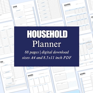 Druckbare Planer, Haushaltsplaner, Familienplaner Organizer, Home-Planermappe, Einkaufsliste, Happy Planner Haushalt, Hausplanermappe