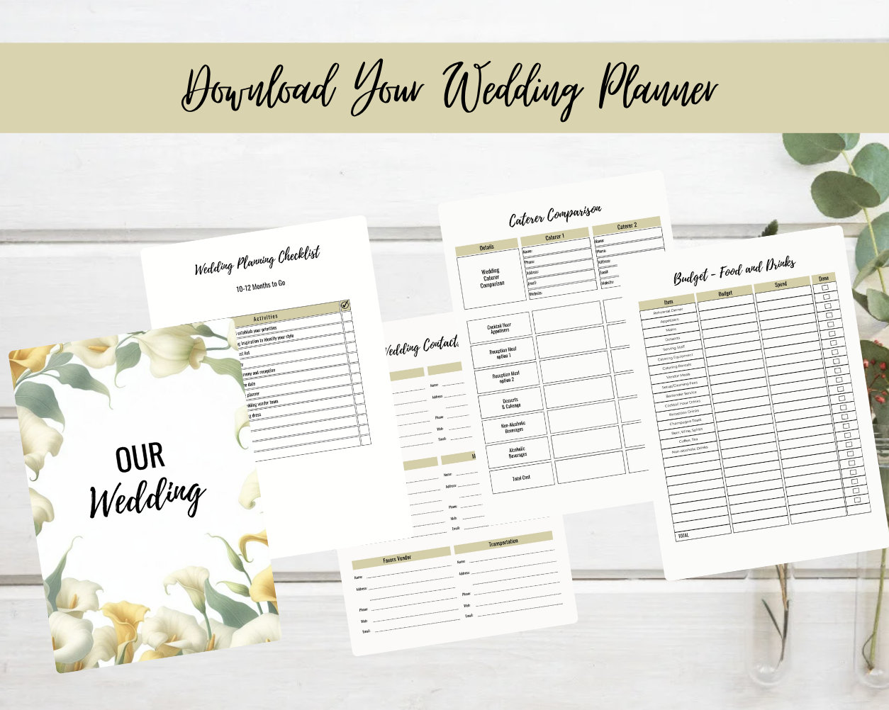 Printable Wedding Planner Book, Wedding Checklist, Wedding Binder ...