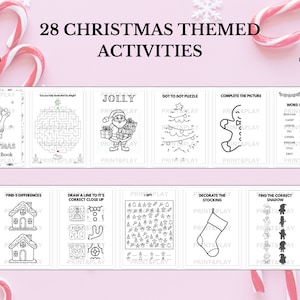 Christmas Activity Book for Kids: Puzzles, Mazes, Coloring Pages (Instant Download)