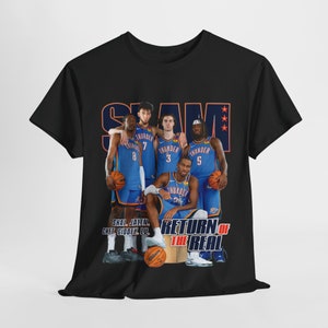 OKC Thunder Rising Stars Slam Tee Shirt - Shai SGA, Josh Giddey, Chet Holmgren, Jalen Edition Unisex Heavy Cotton Tee