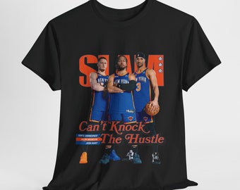 Orange Knicks Stars Trio - Jalen Brunson, Josh Hart, and Donte DiVincenzo Slam Magazine Cover T-Shirt