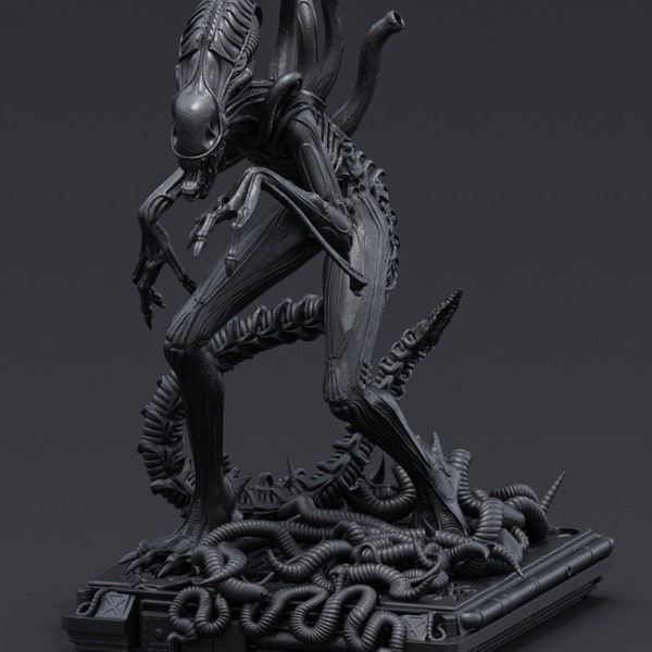 Alien Warrior 3d print statue stl model Xenomorph miniature model kit digital file.