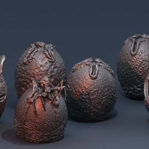 ALIEN EGGS 3d print statue Nemesis stl XENOMORPH for basing and rpg 32mm tabletop miniature model kit digital file.