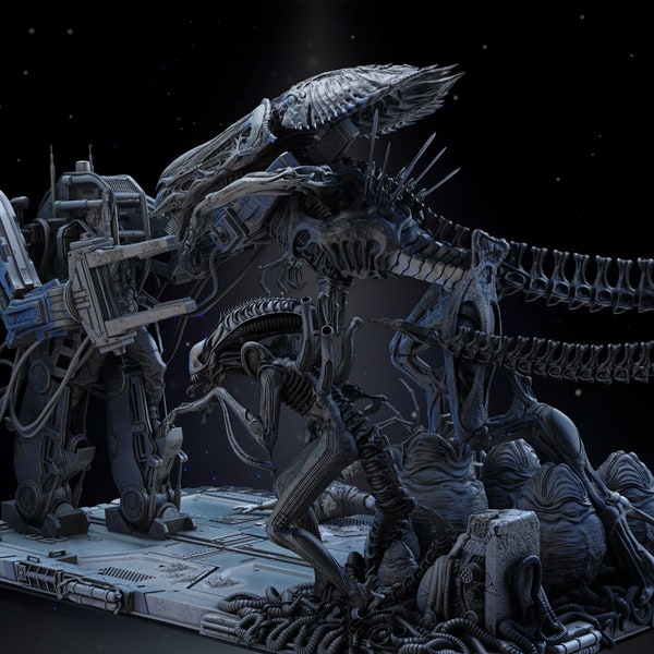 Alien 3d print statue stl model Xenomorph miniature model kit digital file.