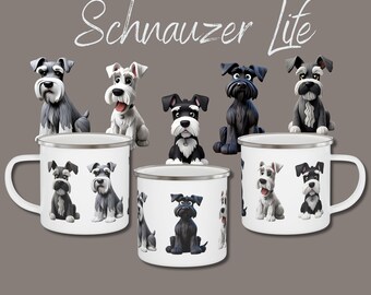 Dwergschnauzers-kampbeker, lichtgewicht en duurzaam voor kamperen of achtertuin Bliss for Schnauzer Life Lovers, 5 schattige honden