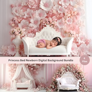 Princess Newborn Bed Digital Backdrop: Floral Photography (Digital Download)
