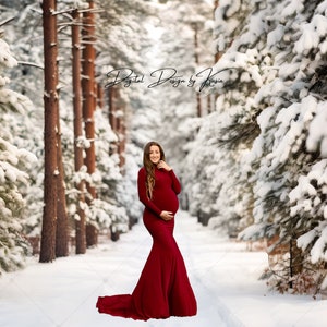 Snowy Pine Forest Maternity Backdrop Bundle (Digital Download)
