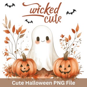 かわいいゴースト PNG デザイン、かわいいハロウィンゴースト、ハロウィン png、不気味な季節 png、邪悪なかわいい PNG、秋の昇華デザイン、秋の雰囲気 PNG