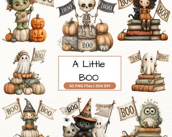 Halloween Clipart Bundle, Spooky PNG Graphics (Digital Download)
