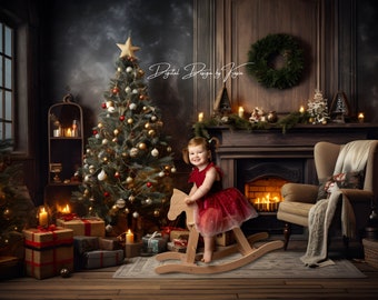 Cosy Christmas Room Digital Backdrop: Holiday Family Scene (digital ...