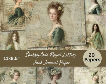 Shabby Chic Royal Letters Junk Journal Papers: Vintage French Collage Pages (Digital Download)