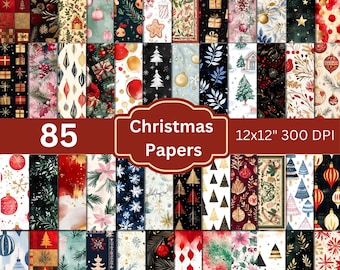 85 Christmas Pattern Papers: Festive Holiday Backgrounds (Digital Download)
