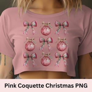 Pink Coquette Christmas PNG, Pink Coquette Bow Png, Pink Christmas ornament png, Retro Holidays png, Holiday vibes png, Girly Christmas Png